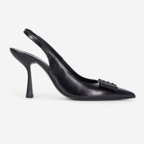 NIB The Kooples Black Leather Slingback Pumps 38 / 7